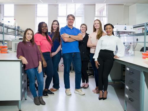 Some members of the NESHIE Research Group at the ICMM lab - Left to right: Carina Babbo, Thumbiko Kalua, Jeanne van Rensburg, Prof Michael Pepper, Dr Juanita Mellet, Megan Holborn and Lydia Sekoli